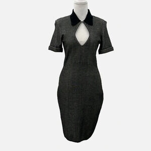 Mugler Vintage Knit Short Sleeve Fitted Cut Out Dress - Size Large